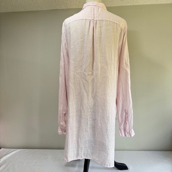 CP SHADES Light Pink Linen Button Down Tunic Maxi Shirt - Picture 3 of 9